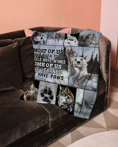 Learned Wolf Angels Have Paws Fleece Blanket