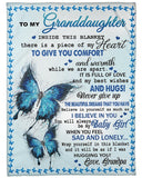 Grandpa To Granddaughter Butterfly Piece Of Heart Fleece Blanket
