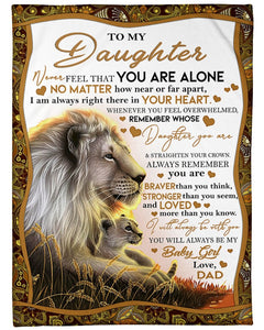 Dad To Daughter Lion You Are Braver Stronger Fleece Blanket