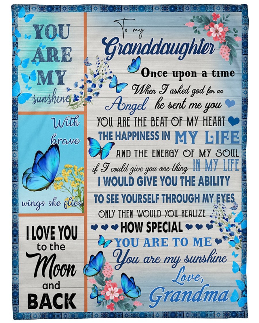 Grandma To Granddaughter Butterfly Love You Moon Fleece Blanket