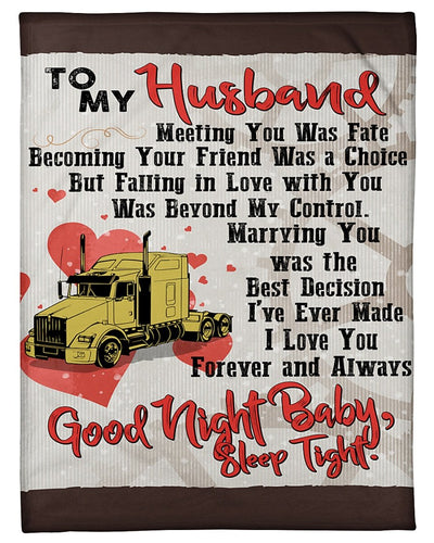 Wife To Husband Marrying You Was The Best Truck Fleece Blanket