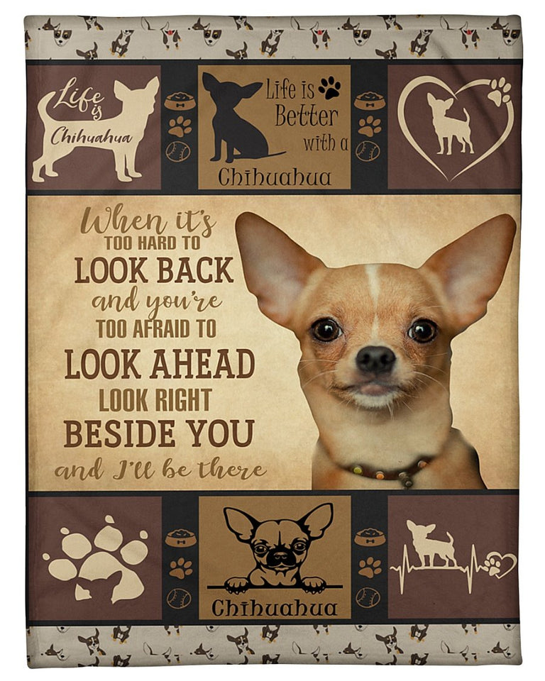 Fleece Blanket Chihuahua Look Right Beside You Personalized Photo Upload Fleece Blanket Print 3D, Unisex, Kid, Adult - Love Mine Gifts