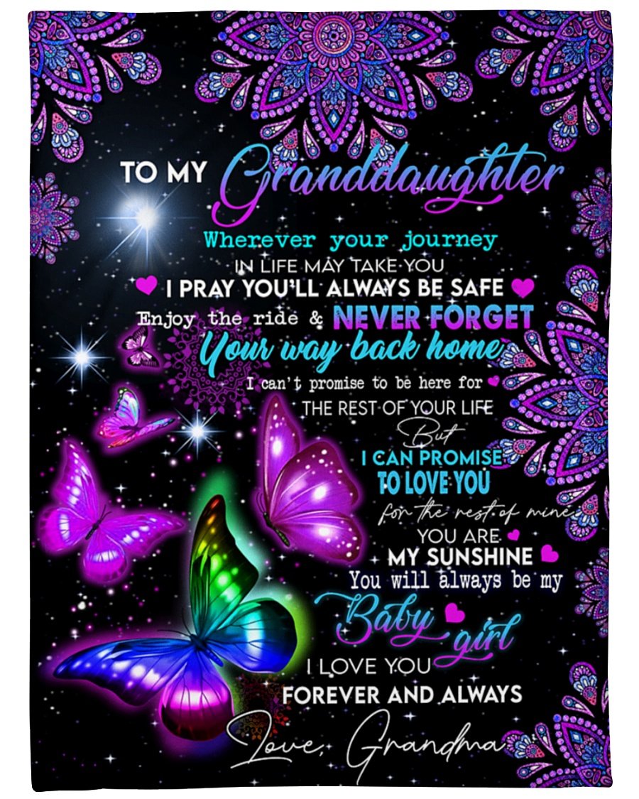Grandma To Granddaughter Are My Sunshine Butterfly Fleece Blanket