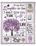 Mom To Daughter In Law Gift Of Life Purple Tree Fleece Blanket