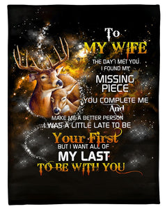 Husband To Wife My Last Be With You Deer Fleece Blanket