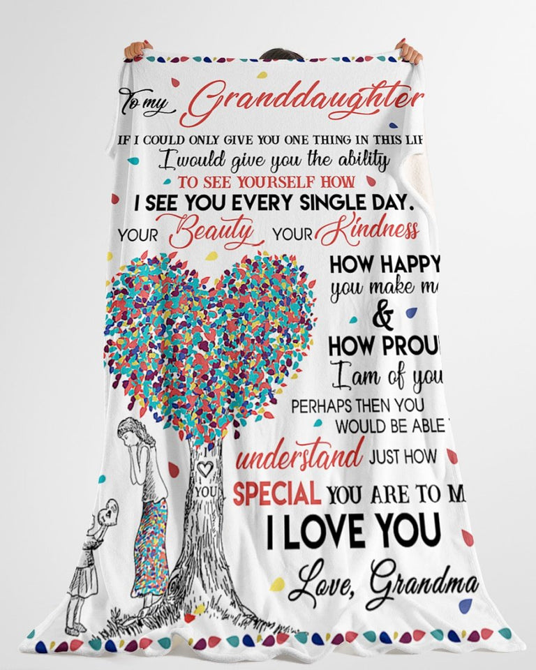 Grandma To Granddaughter Heart Tree Your Beauty Fleece Blanket