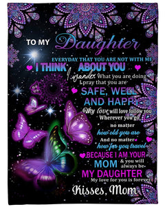 Mom To Daughter Butterfly Think About You Fleece Blanket