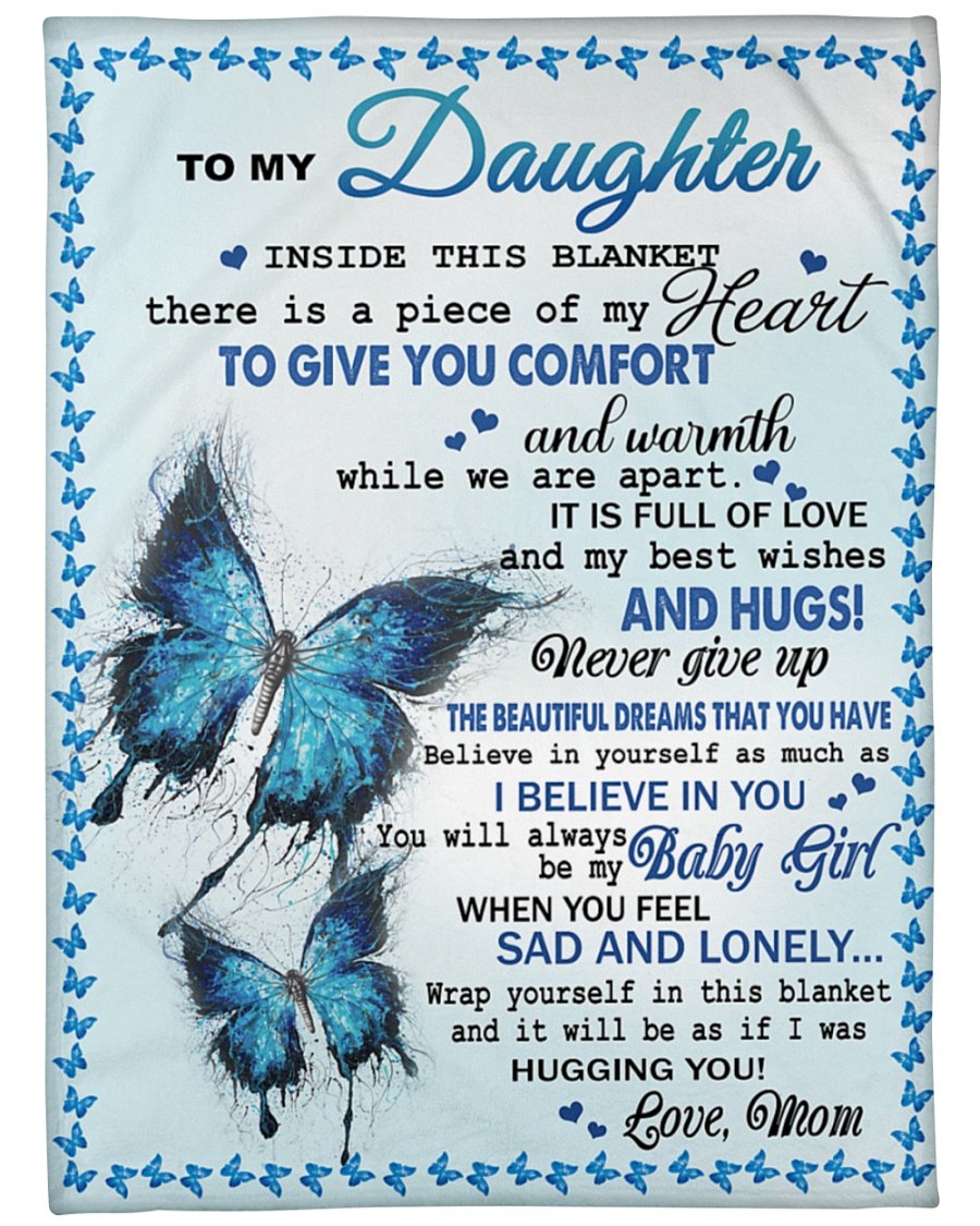 Mom To Daughter Butterfly Piece Of My Heart Fleece Blanket