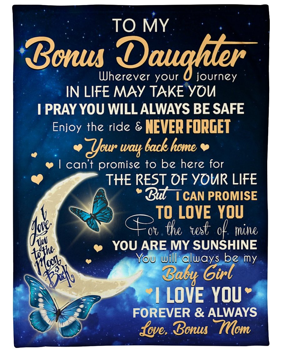 Wherever Your Journey In Life - To Bonus Daughter Fleece Blanket | Gift For Daughter