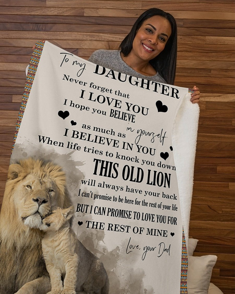 Daughter This Old Lion Will Always Have Your Back Fleece Blanket | Gift For Daughter