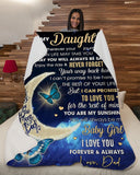 Half Moon Promise To Love U Dad To Daughter Fleece Blanket | Gift For Daughter