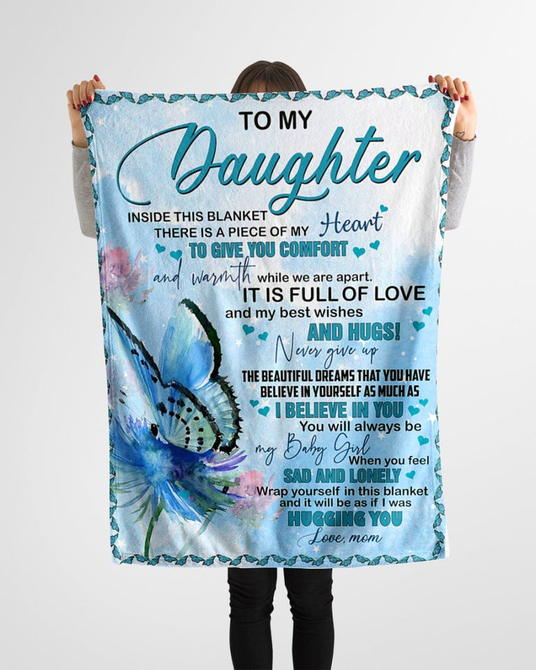 Inside This Blanket Butterfly Mom To Daughter Fleece Blanket | Gift For Daughter