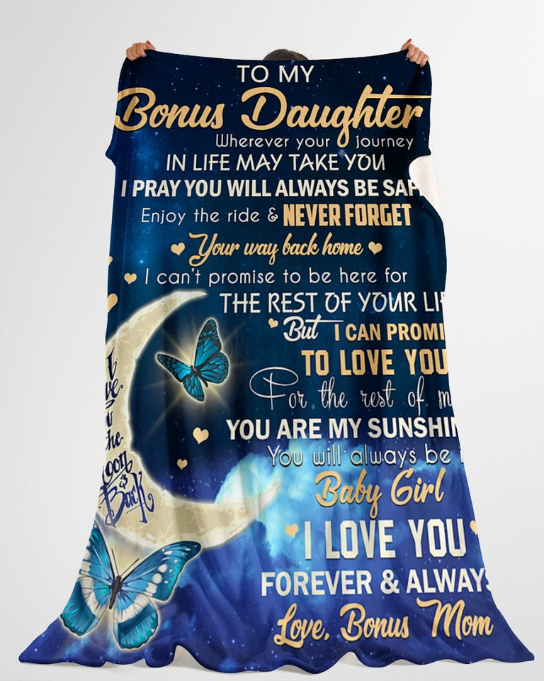 Wherever Your Journey In Life - To Bonus Daughter Fleece Blanket | Gift For Daughter