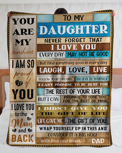 Never Forget I Love U - Dad To Daughter Fleece Blanket | Gift For Daughter