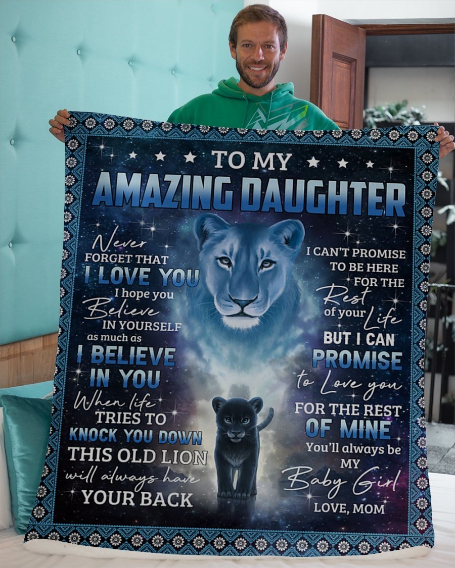 Lion- Never 4Get That I Love U Mom To Daughter Fleece Blanket | Gift For Daughter