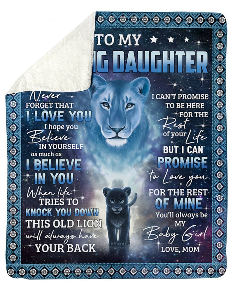 Lion- Never 4Get That I Love U Mom To Daughter Fleece Blanket | Gift For Daughter
