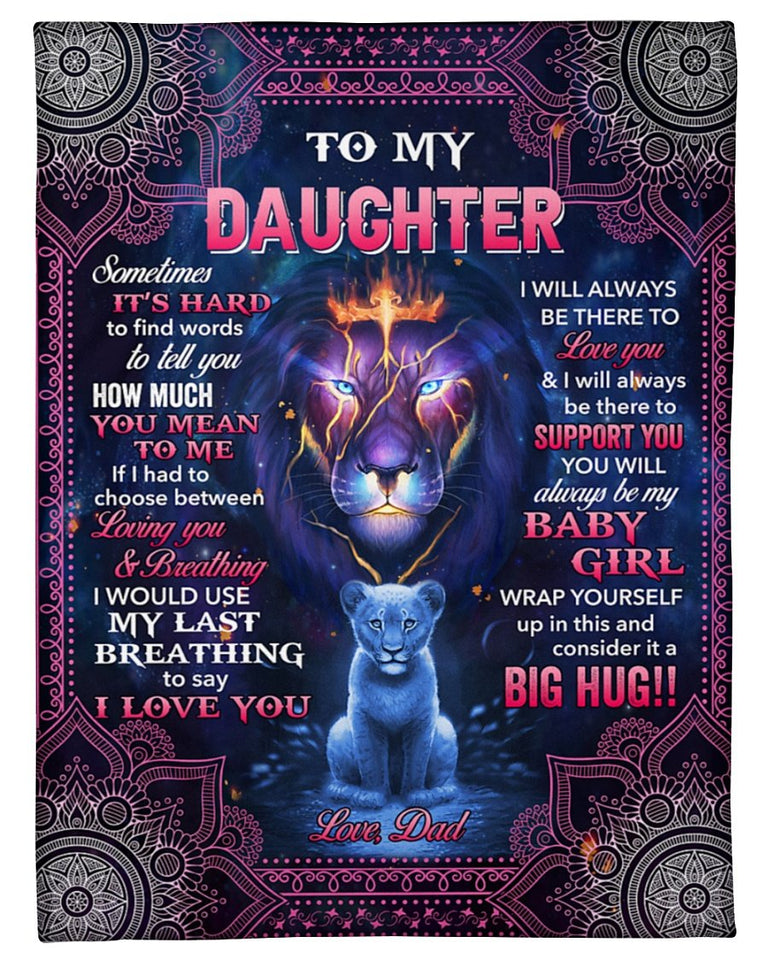 Dad To Daughter Sometimes It's Hard To Find Words Fleece Blanket | Gift For Daughter
