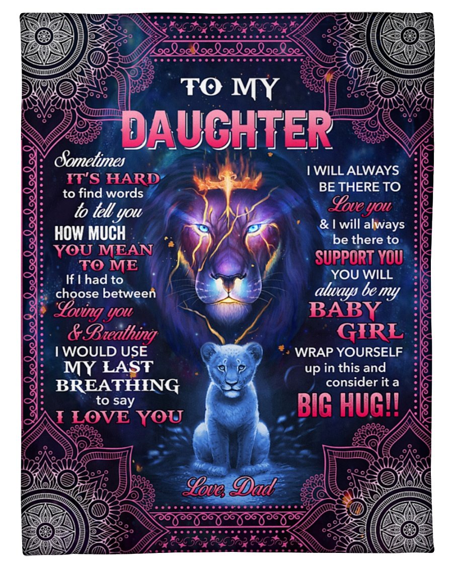 Dad To Daughter Sometimes It's Hard To Find Words Fleece Blanket | Gift For Daughter
