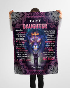 Sometimes It's Hard To Find Words- Dad To Daughter Fleece Blanket | Gift For Daughter