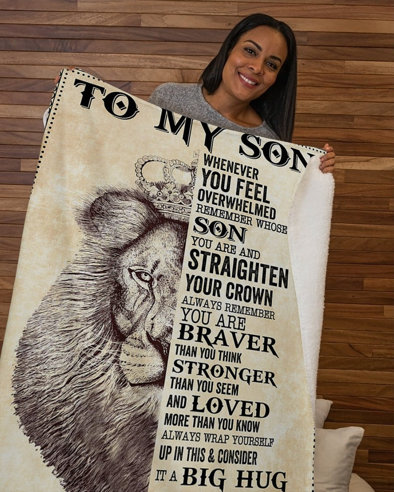 Son Lion Remember Straighten Your Crown Dad To Son Fleece Blanket | Gift For Son