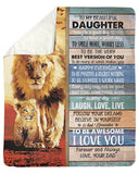 Lion- To Be Awesome I Love U Dad-To-Daughter Fleece Blanket | Gift For Daughter