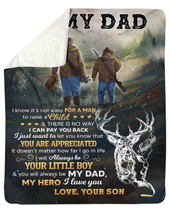 It's Not Easy For A Man To Raise A Child - To Dad Fleece Blanket | Gift For Dad