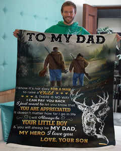 It's Not Easy For A Man To Raise A Child - To Dad Fleece Blanket | Gift For Dad