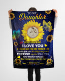 Never Forget I Love U Sunflower Mom To Daughter Fleece Blanket | Gift For Daughter