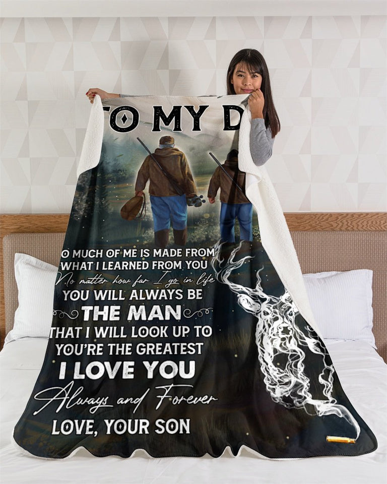 So Much Of Me Is Made From What I Learned - To Dad Fleece Blanket | Gift For Dad