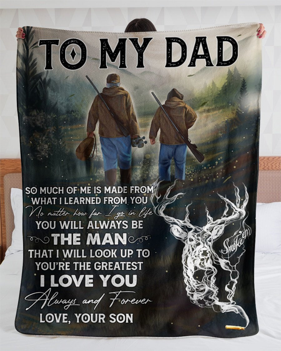 So Much Of Me Is Made From What I Learned - To Dad Fleece Blanket | Gift For Dad