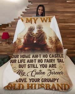 Our Home Ain't No Castle - Husband To Wife Fleece Blanket | Gift For Wife