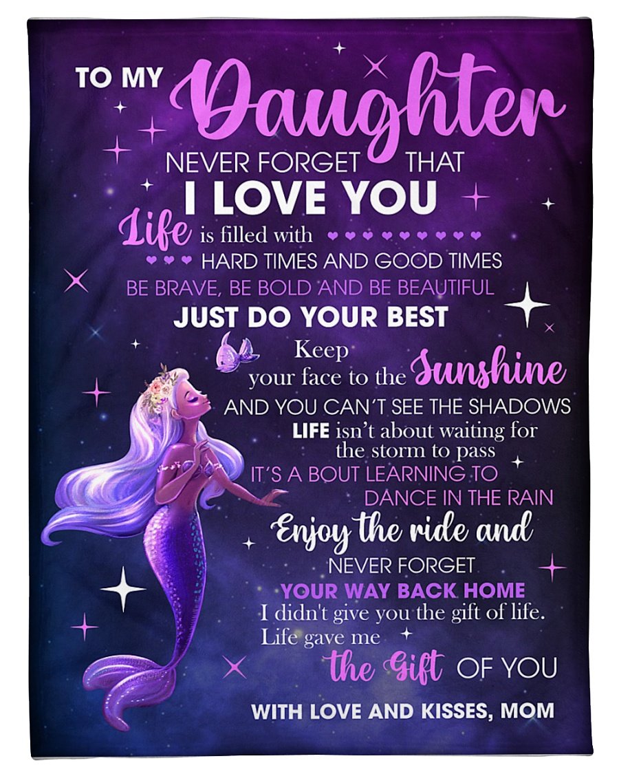 Never Forget That I Love U Mermaid Mom To Daughter Fleece Blanket | Gift For Daughter