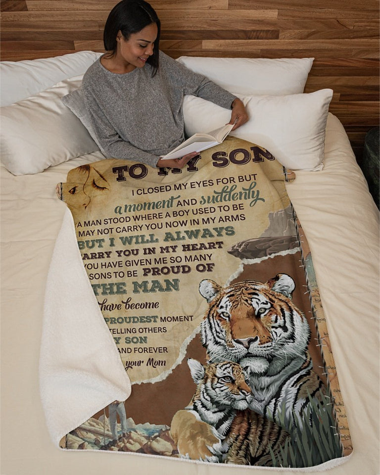 Mom To Son Tiger I Closed My Eyes For But A Moment Fleece Blanket | Gift For Son