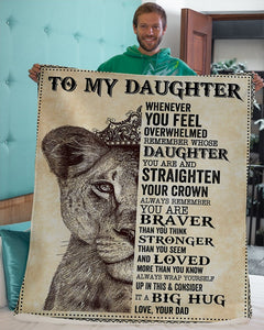 To Daughter Lion Remember Straighten Your Crown Fleece Blanket | Gift For Daughter
