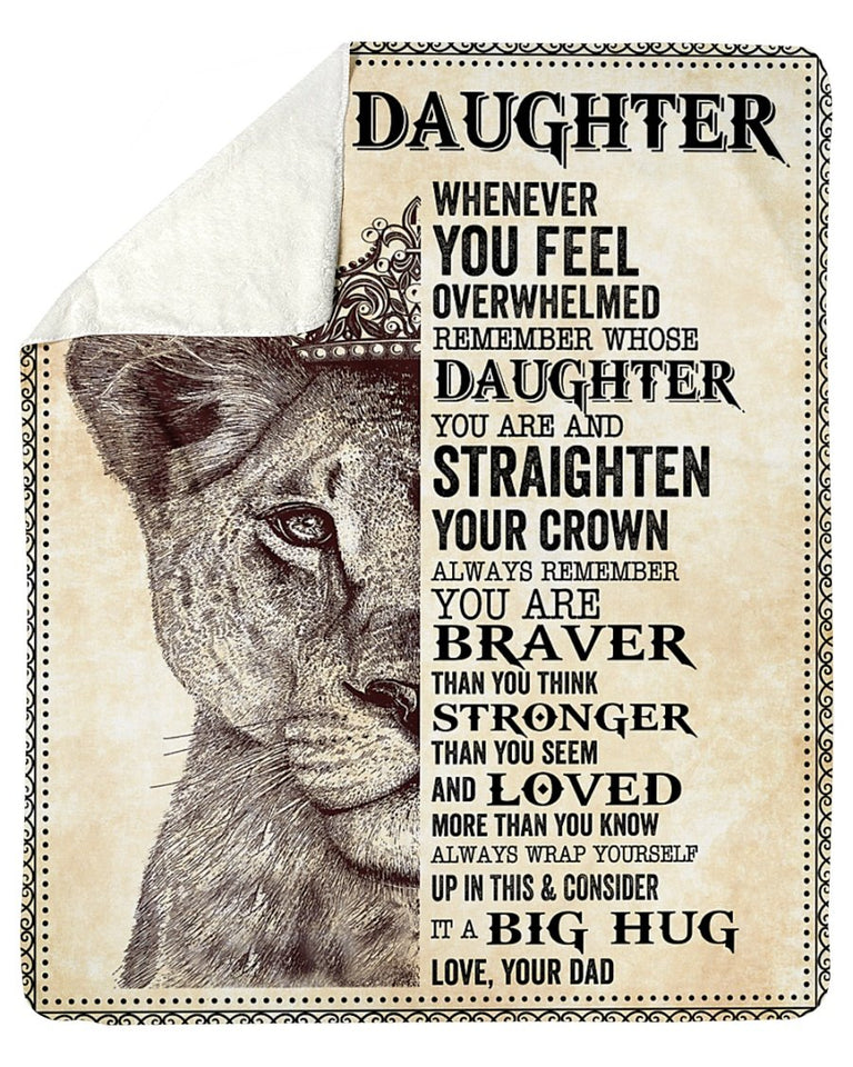 To Daughter Lion Remember Straighten Your Crown Fleece Blanket | Gift For Daughter