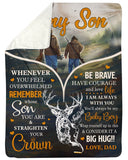Whenever You Feel Overwhelmed - Deer Dad To Son Fleece Blanket | Gift For Son