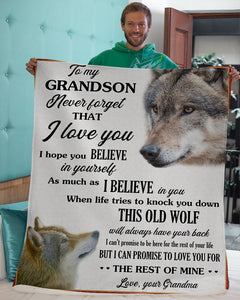To My Grandson Love U For The Rest Of Mine Fleece Blanket | Gift For Grandchild