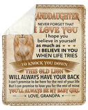 Never 4Get I Love U Lion Grandpa To Granddaughter Fleece Blanket | Gift For Grandchild