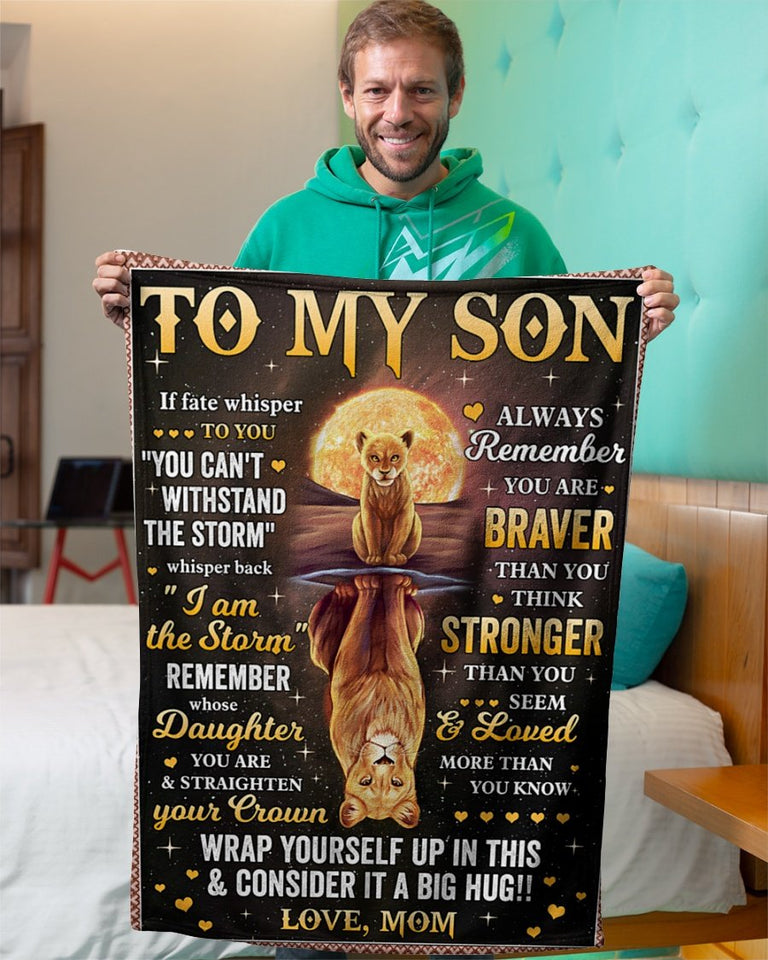 If Fate Whisper To You Lion Mom To Son Fleece Blanket | Gift For Son