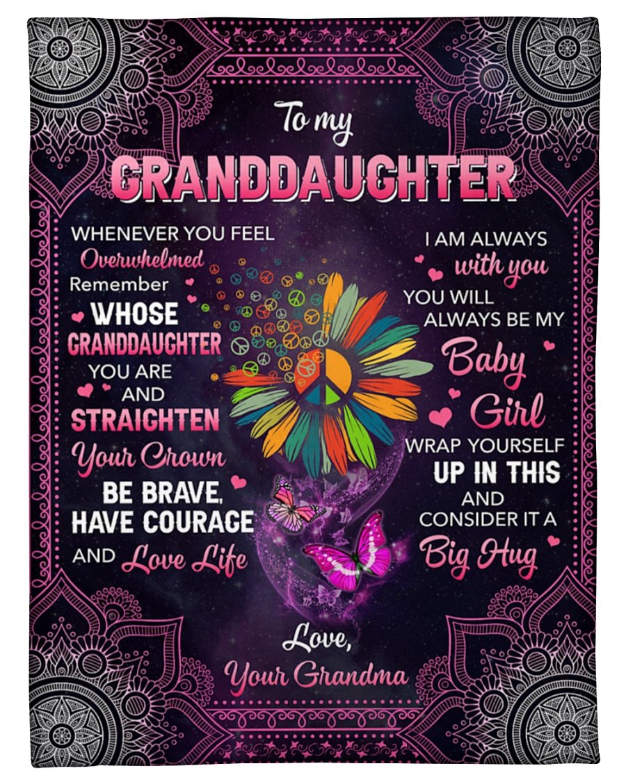 Whenever U Feel Overwhelmed Gm To Granddaughter Fleece Blanket | Gift For Grandchild