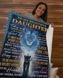 Lion - Today Is A Good Day Mom-To-Daughter Fleece Blanket | Gift For Daughter