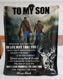 Wherever Your Journey In Life - Deer Dad To Son Fleece Blanket | Gift For Son