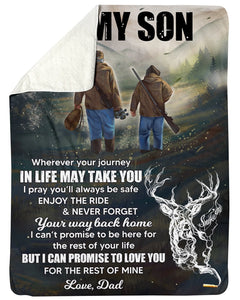 Whenever You Feel Overwhelmed -Hunting Dad To Son Fleece Blanket | Gift For Son