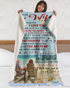 Never Forget That I Love U Beach Husband To Wife Fleece Blanket | Gift For Wife