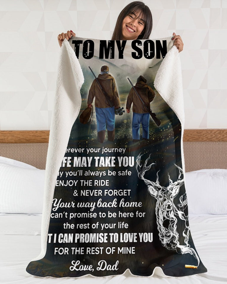 Whenever You Feel Overwhelmed -Hunting Dad To Son Fleece Blanket | Gift For Son