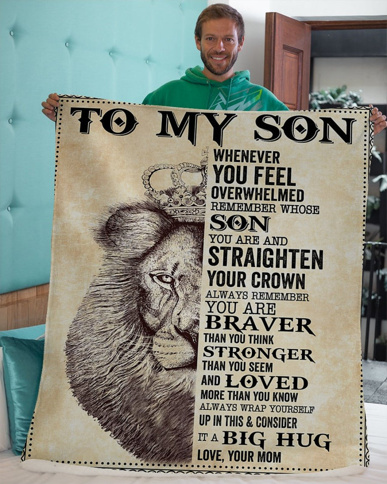 Son Lion Remember Straighten Your Crown Fleece Blanket | Gift For Son