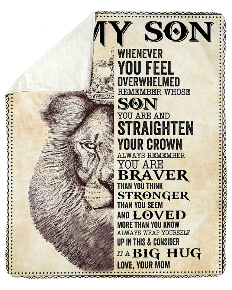 Son Lion Remember Straighten Your Crown Fleece Blanket | Gift For Son