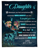 Whenever U Feel Overwhelmed Deer Mom To Daughter Fleece Blanket | Gift For Daughter