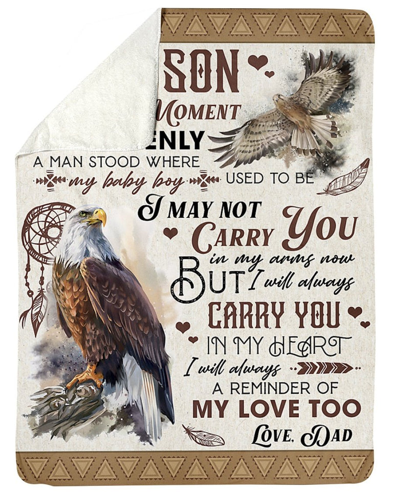 I Close My Eyes For But A Moment Eagle Dad To Son Fleece Blanket | Gift For Son