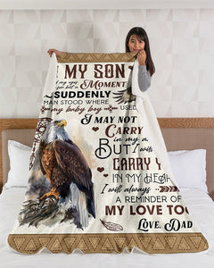 I Close My Eyes For But A Moment Eagle Dad To Son Fleece Blanket | Gift For Son